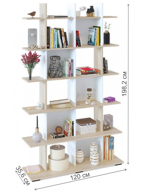 Стеллаж СТ-6 дуб сонома / белый Стеллаж СТ-6 дуб сонома / белый