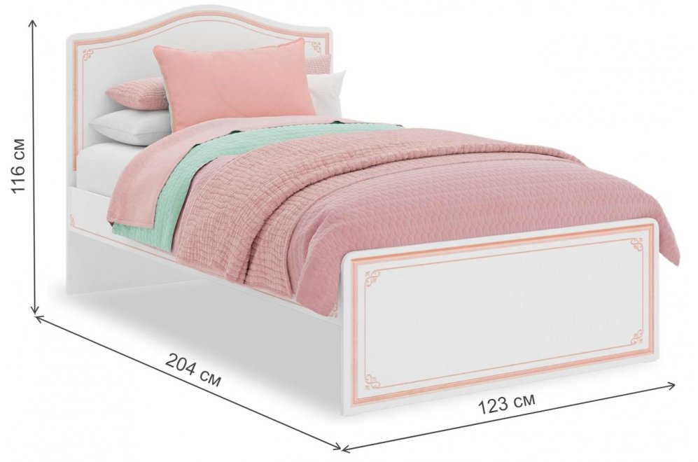 Полутораспальная кровать Selena pink 120x200 белая / розовая с матрасом Полутораспальная кровать Selena pink 120x200 белая / розовая с матрасом