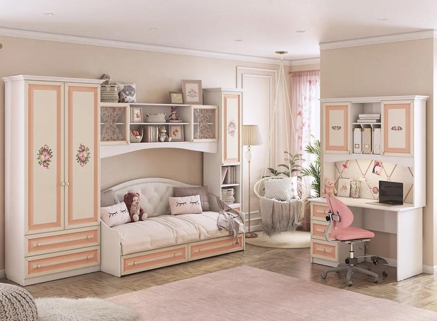 Комплект детской мебели Алиса белый / крем