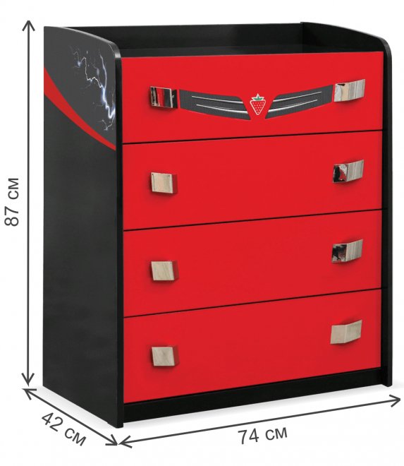 Комод детский Champion Racer красный / черный