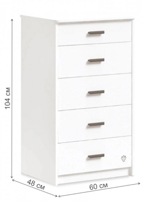 Комод детский White высокий белый