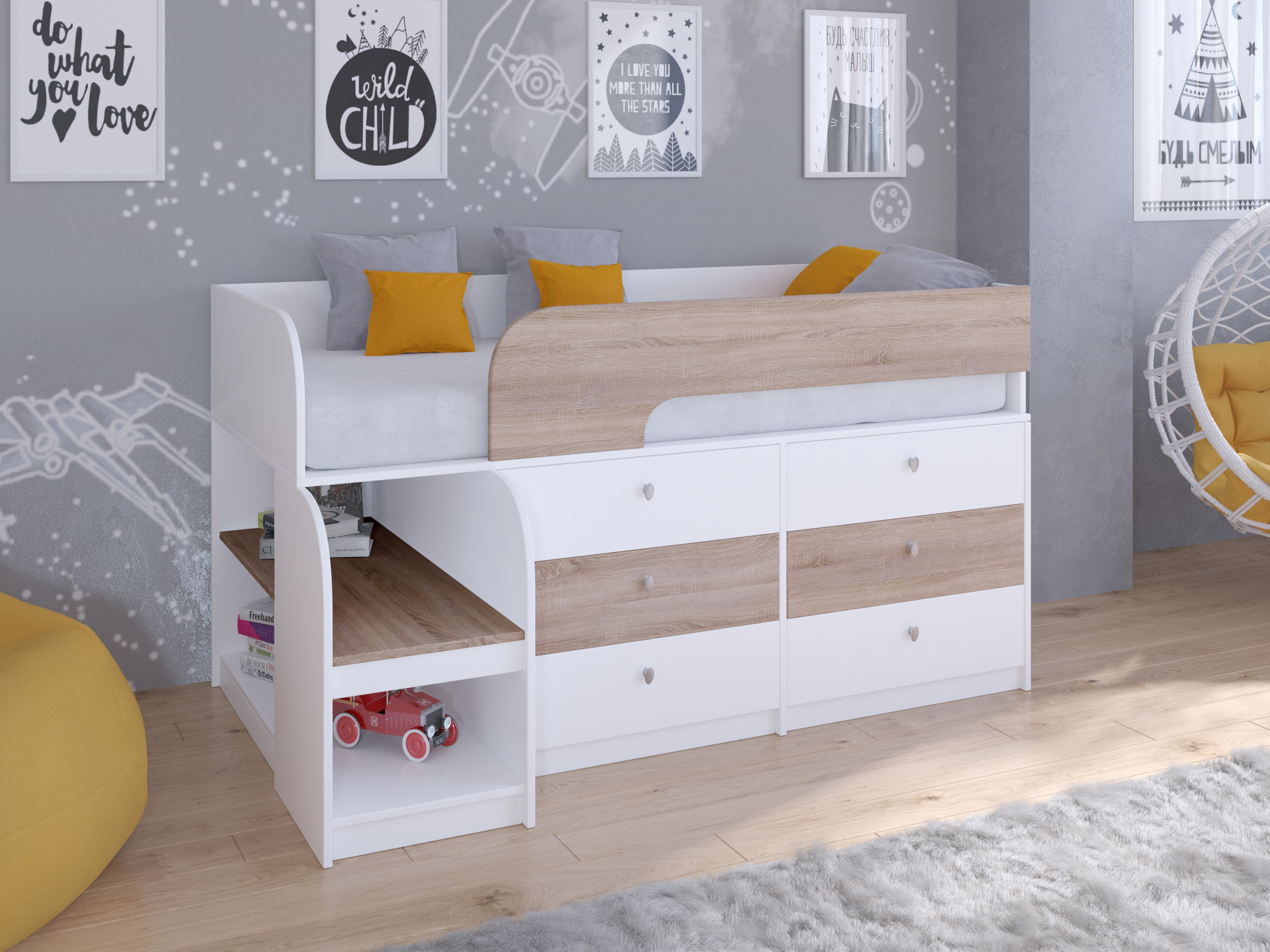 белый / дуб сонома