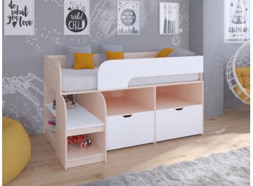 Кровать-чердак Астра 9 6 дуб молочный / белый