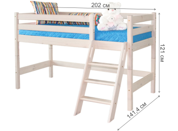 Кровать-чердак Соня с наклонной лестницей вариант 12