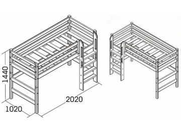 Кровать-чердак Соня с прямой лестницей вариант 5
