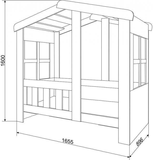 Кровать-домик Астра без ящика белый / орех