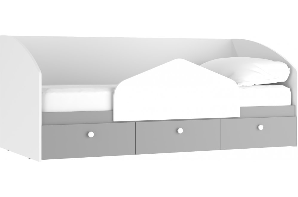 Подростковая кровать Умка 80х180 белый / серый камень