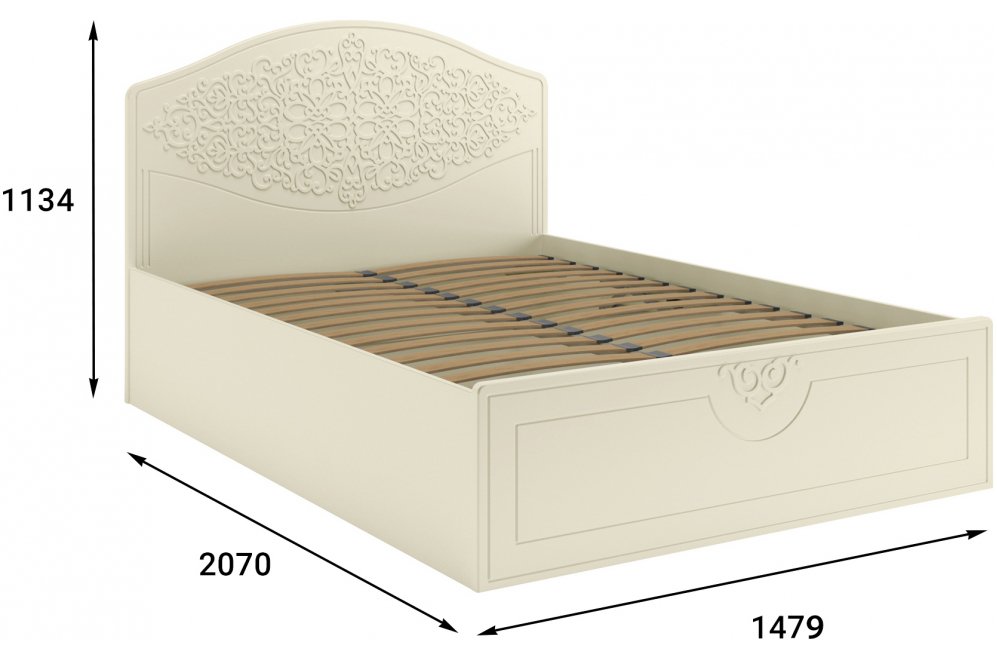 Полутораспальная кровать Ассоль плюс АС-60 140х200 с ПМ ваниль