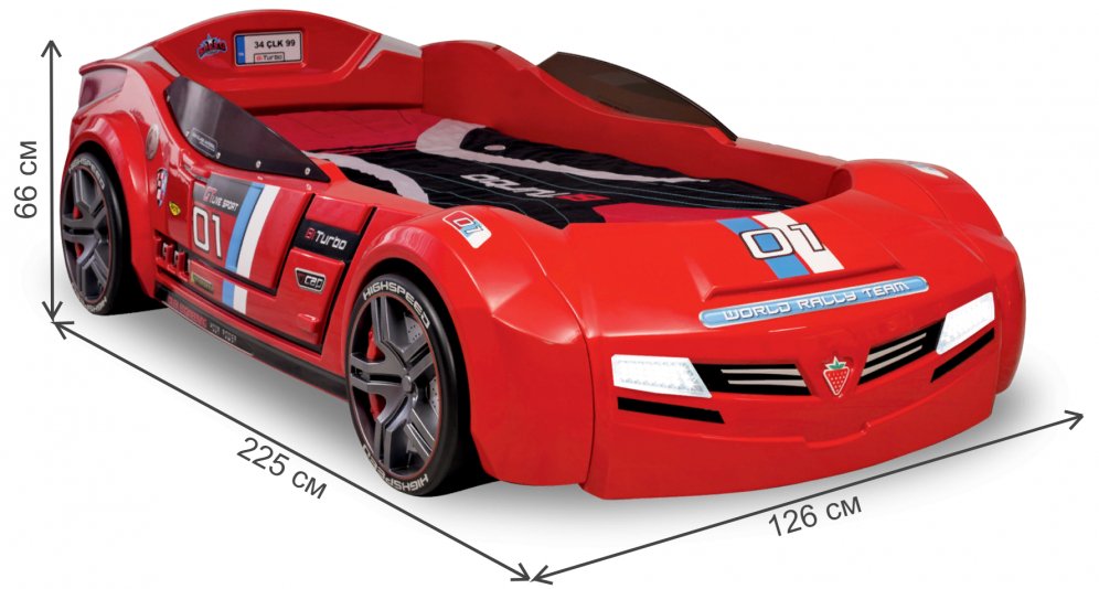 Кровать-машина Biturbo 90х195 красная