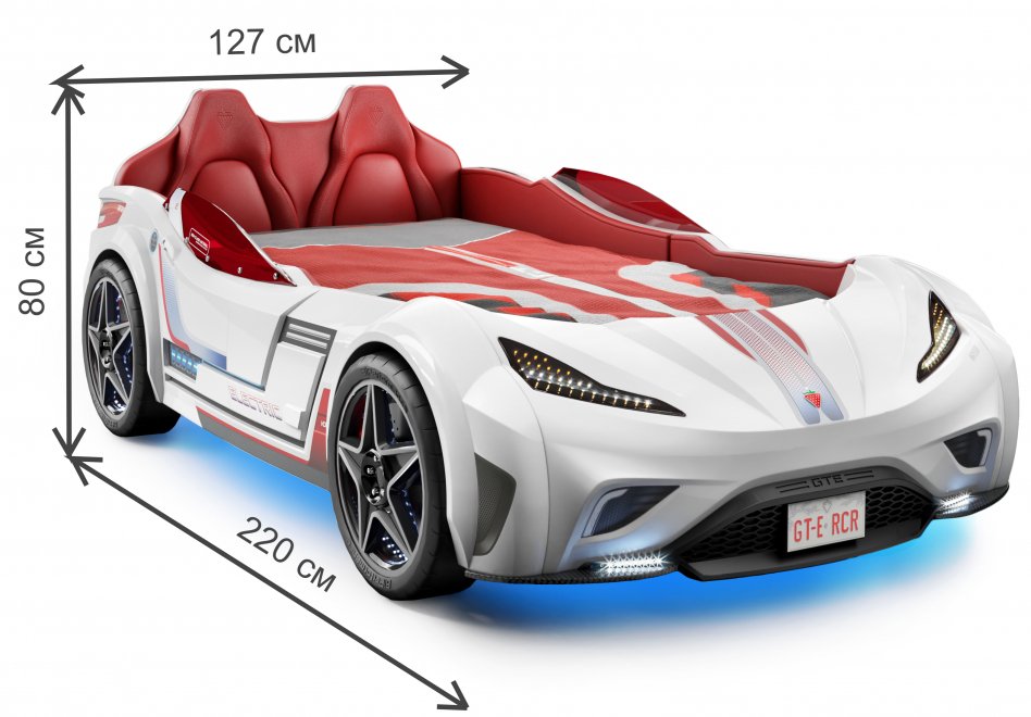Кровать-машина GTE 100х190 белая