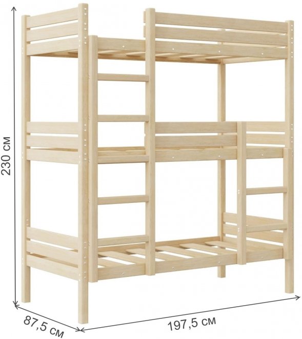 Трехъярусная кровать Офелия 80х190