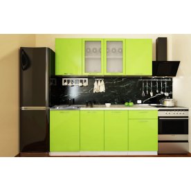 Готовая кухня Валерия-М комплектация 5 каркас белый, фасад лайм глянец
