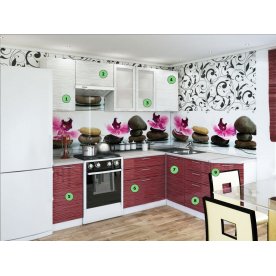 Готовая кухня Валерия-М комплектация 1 каркас белый, фасад белый глянец страйп / красный глянец страйп