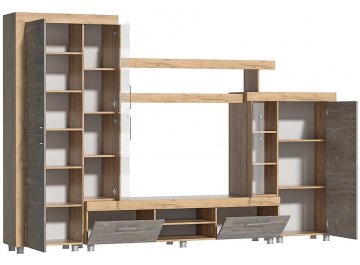 Готовая гостиная Аллегро №1 дуб крафт золотой / камень темный