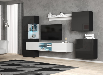 Готовая гостиная Лоук белый / чёрный глянец