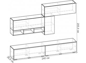 Готовая гостиная Эстет 4 КМП СН.004.2400-01