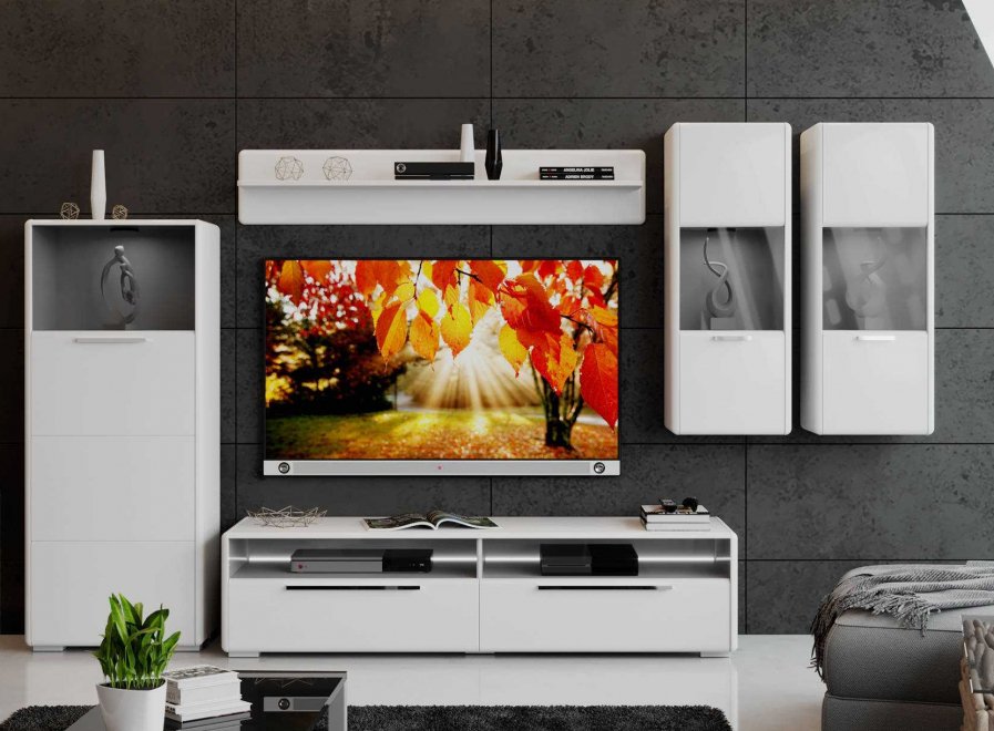 Модульная гостиная Наоми комплектация 2 белый глянец