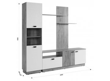 Мини-стенка Моди К1 дуб крафт золотой / белое дерево