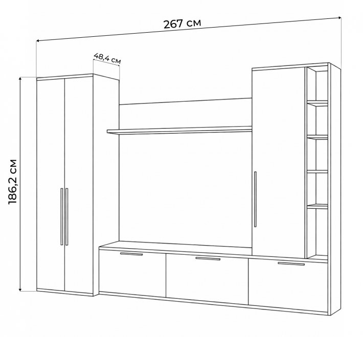 Модульная гостиная Филеста кашемир / дуб вотан комплектация 1