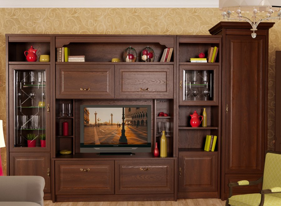 Модульная гостиная Флоренция дуб оксфорд комплектация 1