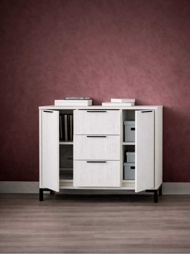 Модульная гостиная Иадама белый / белый глянец комплектация 3