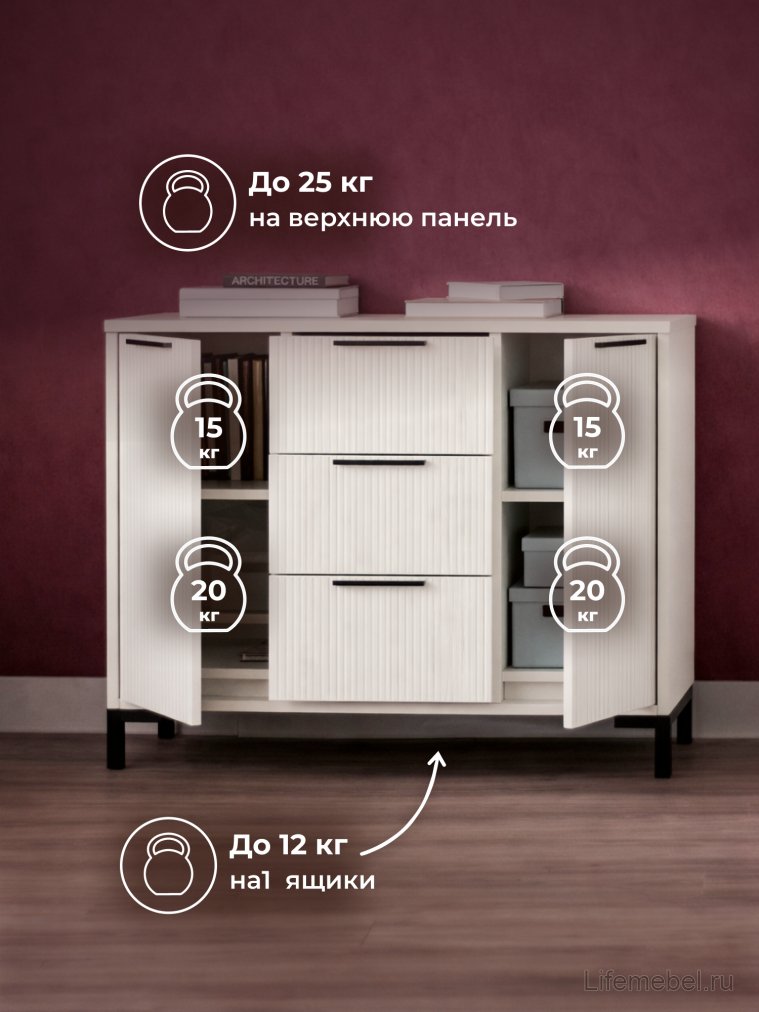 Модульная гостиная Иадама белый / белый глянец комплектация 3