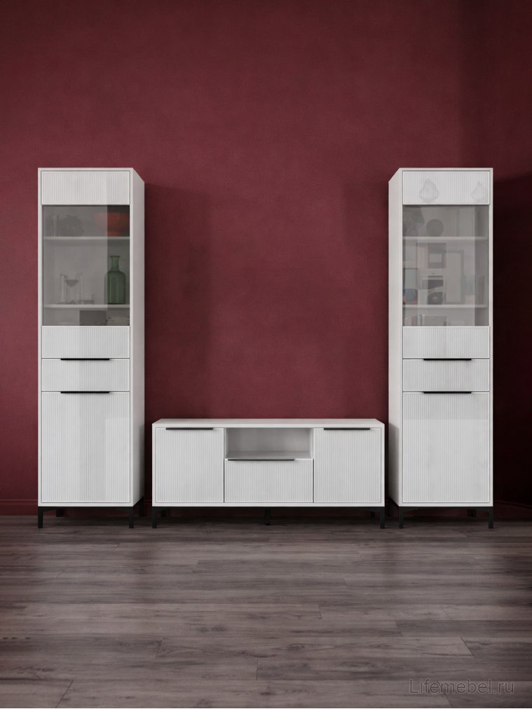 Модульная гостиная Иадама белый / белый глянец комплектация 4