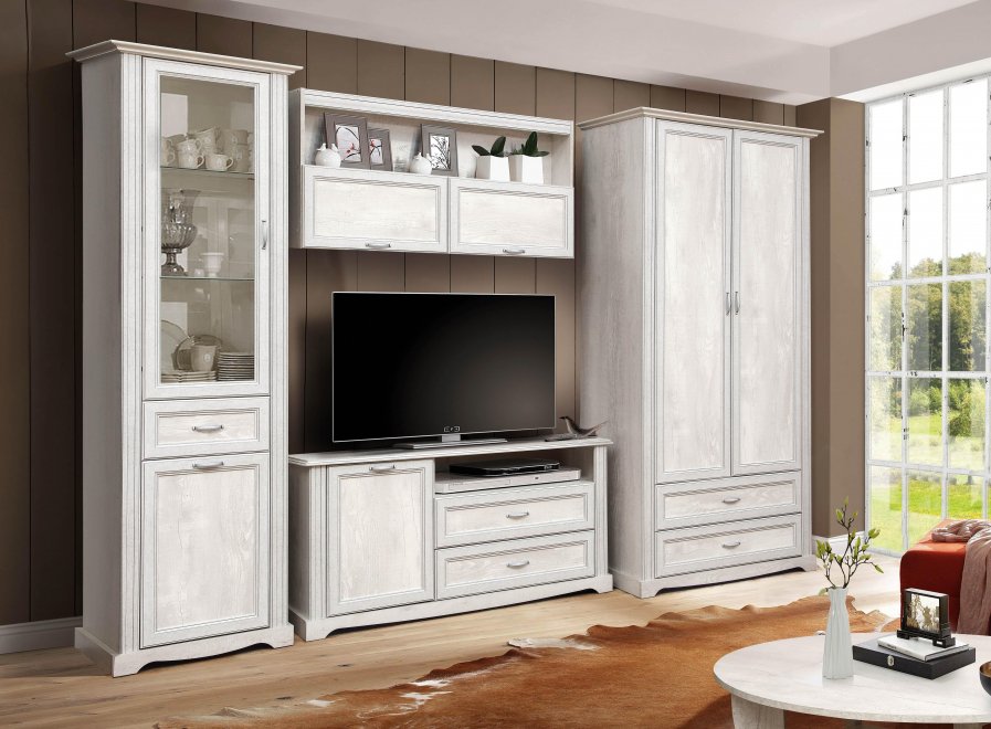 Модульная гостиная Сохо бетон пайн белый / бетон пайн патина комплектация 2