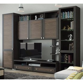 Стенка для гостиной Фиджи (комплектация 21) венге цаво / каналы дуба