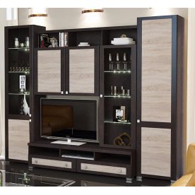 Стенка для гостиной Фиджи (комплектация 32) венге цаво / дуб сонома