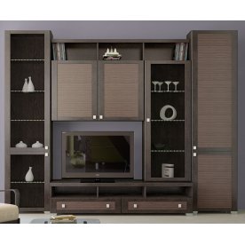 Стенка для гостиной Фиджи (комплектация 6) венге цаво / каналы дуба