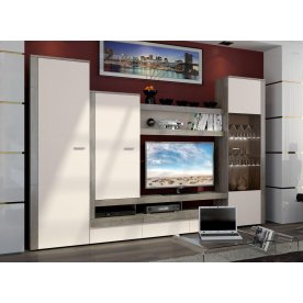 Стенка для гостиной Эйва (комплектация 2) фон бежевый / дуб верцаска