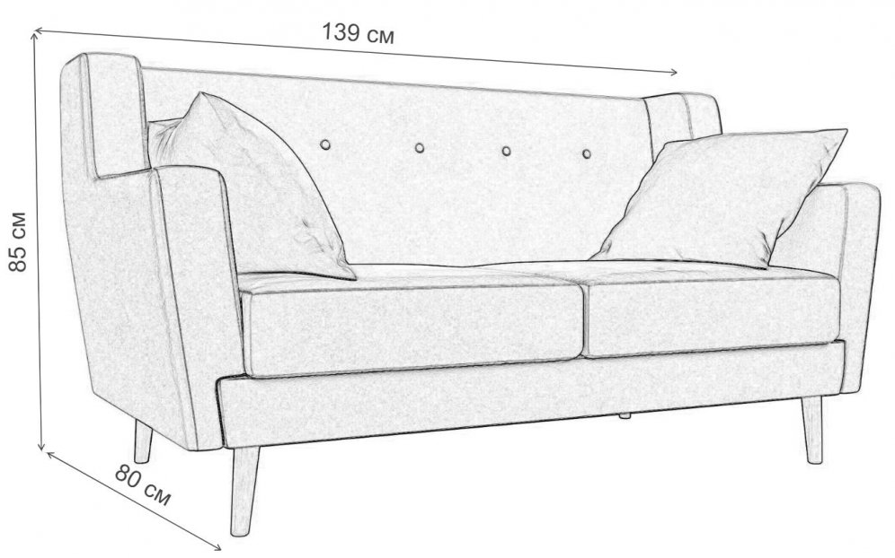 Диван Ривер-Арт 2 черный велюр