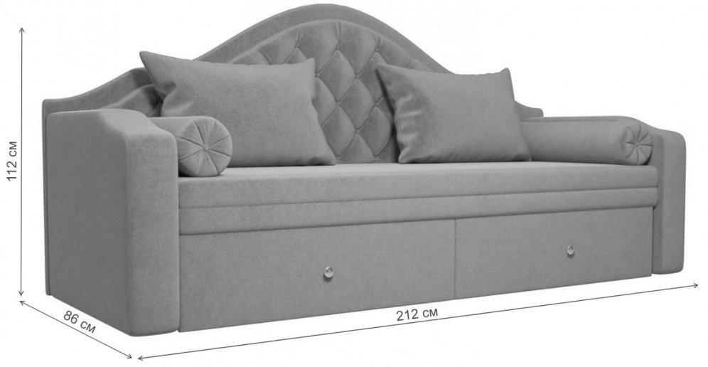 Диван прямой детский Сойер микровельвет фиолетовый