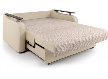 Диван-кровать Гранд Д140 аккордеон Корфу бежевый / экокожа бежевый