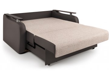 Диван-кровать Гранд Д140 аккордеон Корфу бежевый / экокожа шоколад