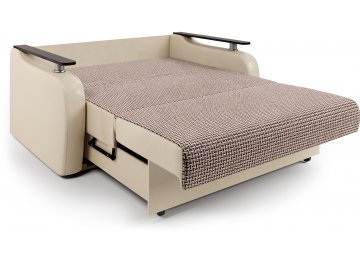 Диван-кровать Гранд Д140 аккордеон Корфу коричневый / экокожа бежевый