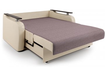 Диван-кровать Гранд Д140 аккордеон рогожка латте / экокожа бежевый