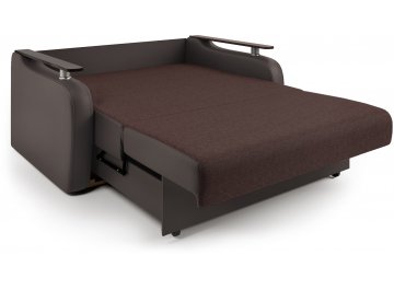 Диван-кровать Гранд Д140 аккордеон рогожка шоколад / экокожа шоколад