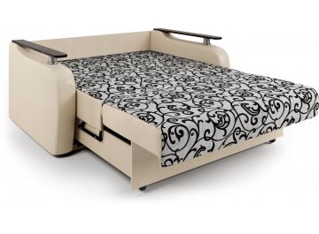 Диван-кровать Гранд Д160 аккордеон экокожа бежевый / узоры