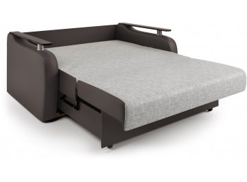 Диван-кровать Гранд Д160 аккордеон экокожа шоколад / серый шенилл