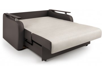 Диван-кровать Гранд Д160 аккордеон экокожа шоколад / шенилл бежевый