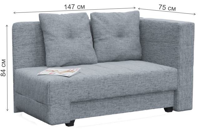 Диван Ламар NEXT еврокнижка рогожка серый