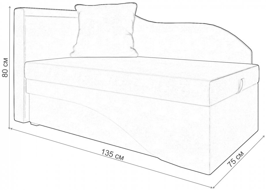 Диван-кушетка Женева-Софт левый микровельвет красный