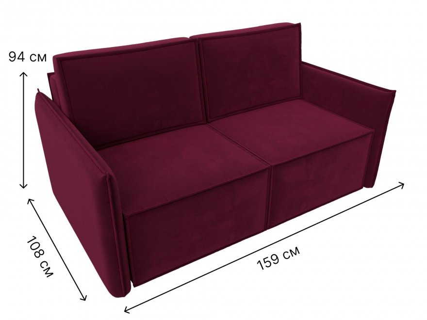 Диван Урбан-Люкс микровельвет бордовый