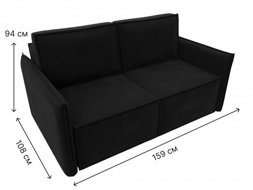 Диван Либерти микровельвет черный