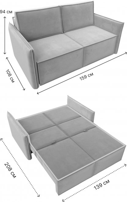 Диван Урбан-Люкс велюр серый