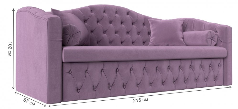 Диван Мечта сиреневый микровельвет