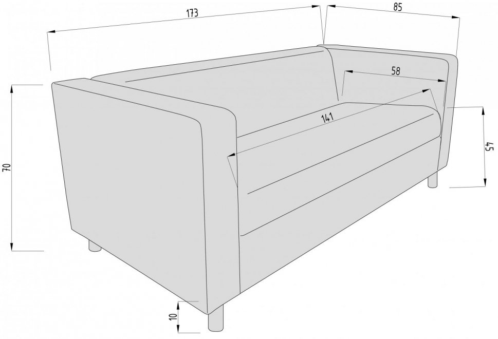 Диван Модено трехместный пегас черный