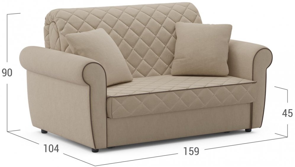 Диван Moon Family 123 159 см с ППУ велюр бежевый